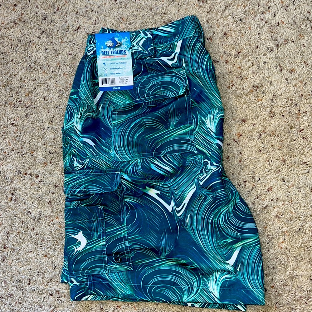 Reel Legends Bonefish Performance Outfitters Men's Swimming Trunks  Medium NWT